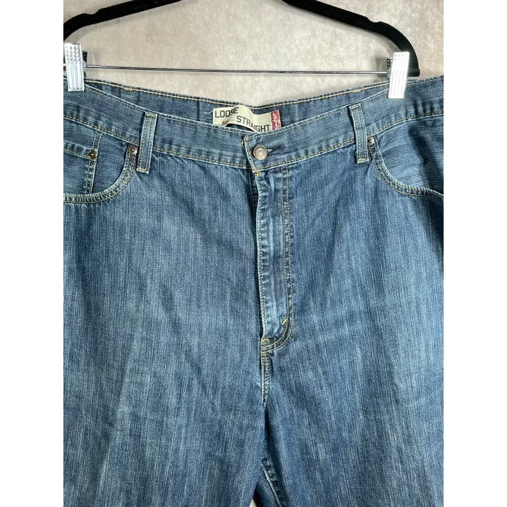 Levi's 569 Denim Shorts Mens Size 44 Blue Dark Wash Loose Fit Straight Work‎